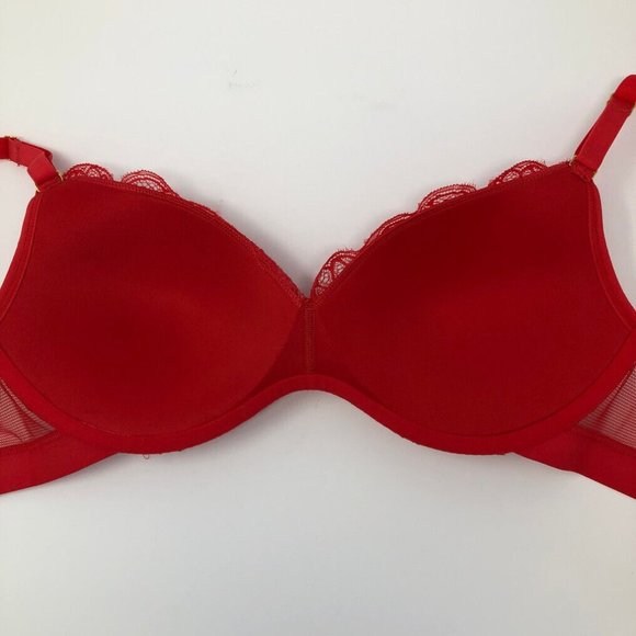 NWT Lively The Smooth Lace No-wire Push-up Bra Size 34D Red - Picture 4 of 6